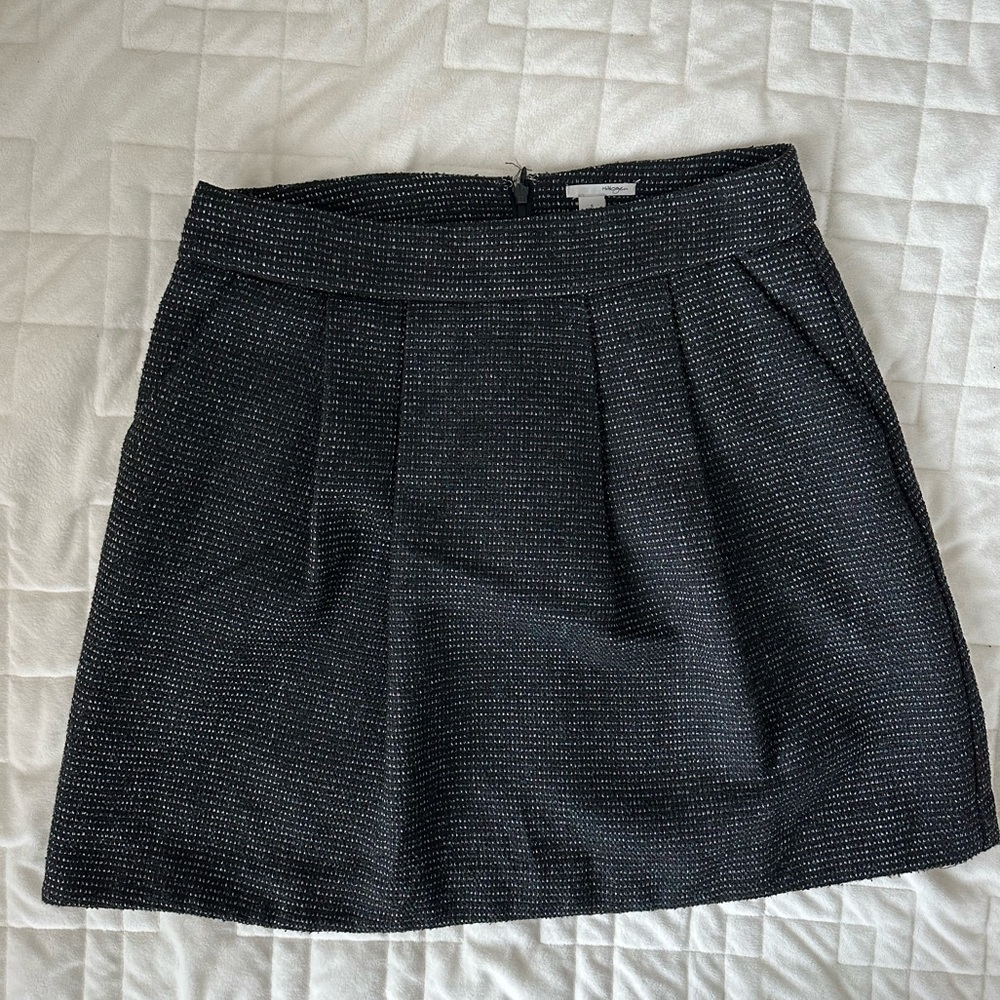 New Halogen Black Teal Tweed Pleated Skirt Size 6